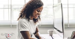 woman at work computer