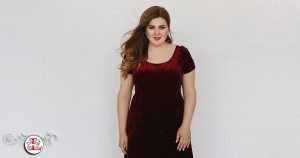 woman in slimming red dress