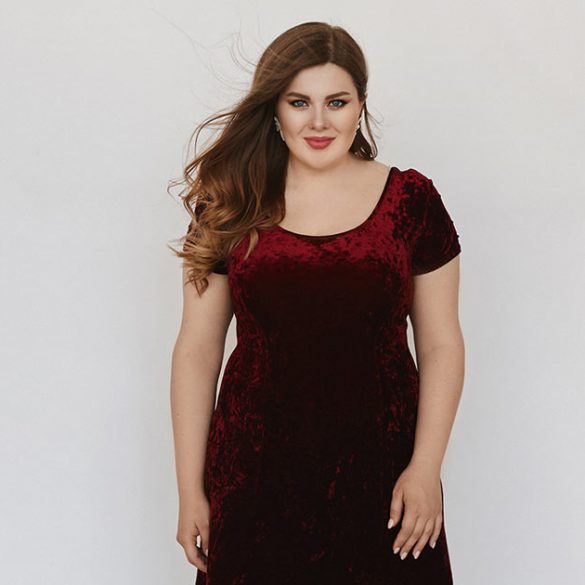 woman in slimming red dress