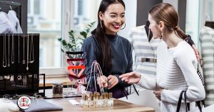 woman consulting shopper